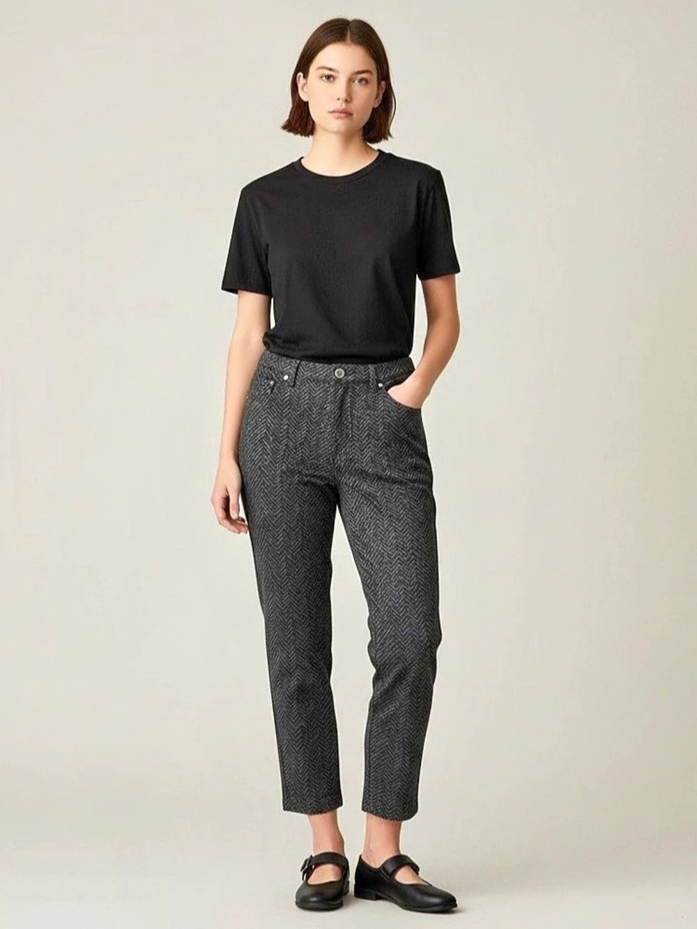Gloria Vanderbilt Women's Geometric Straight Leg Pants Black Size 16